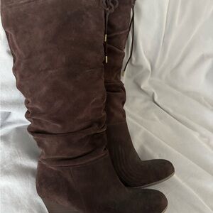 Elegant Brown Suede Knee-High Boots